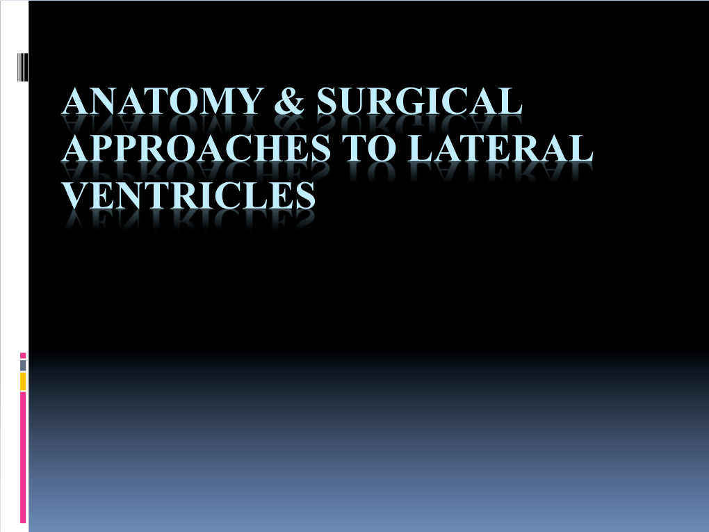 Anatomy & Surgical Approaches to Lateral Ventricles