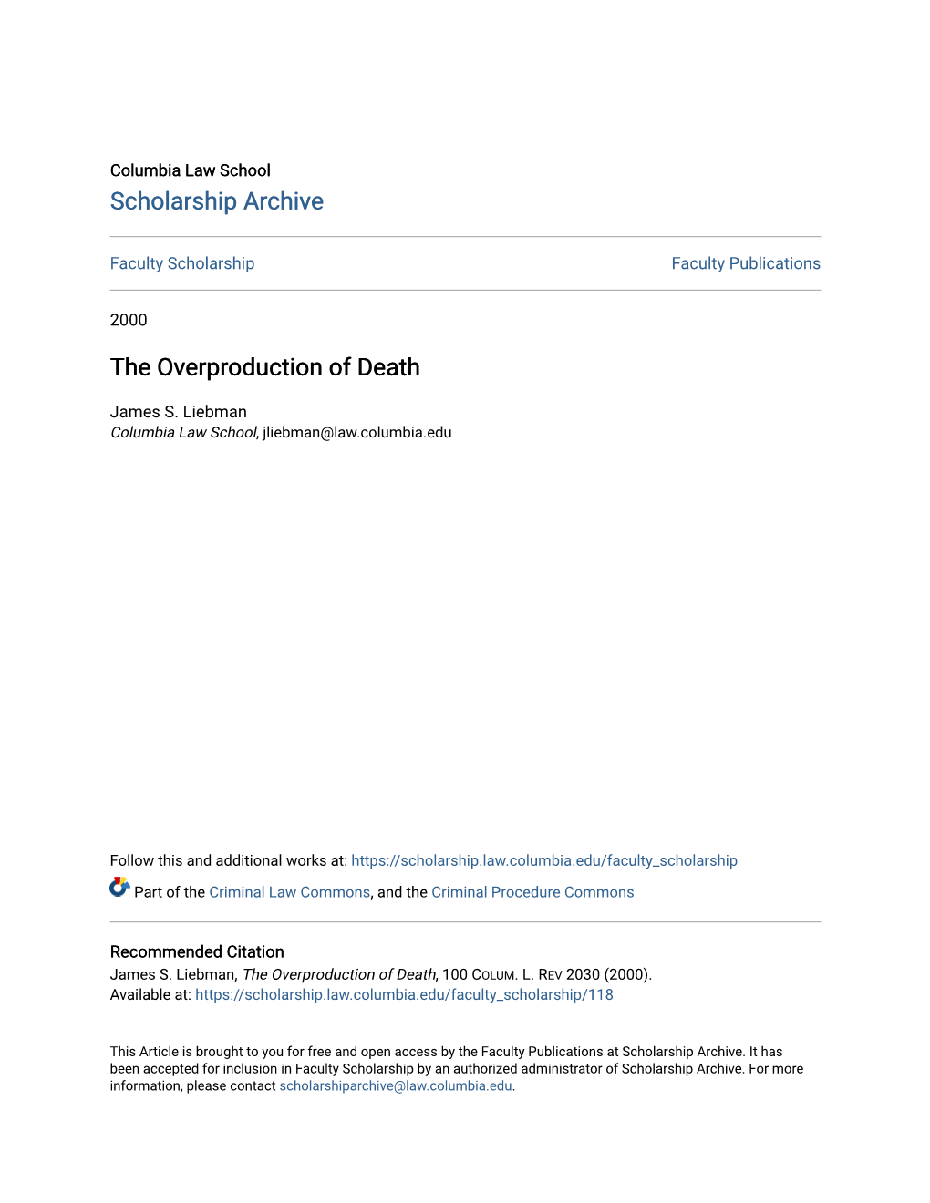 The Overproduction of Death