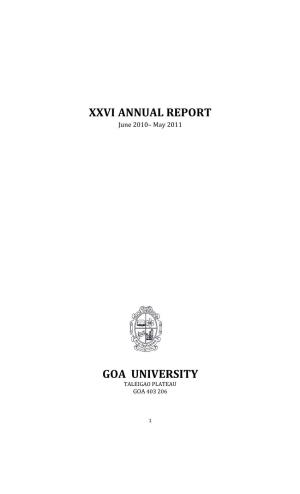 Xxvi Annual Report Goa University