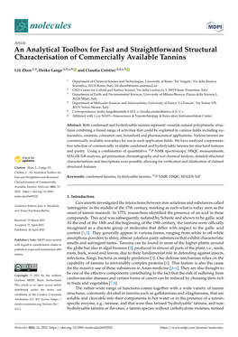 An Analytical Toolbox for Fast and Straightforward Structural Characterisation of Commercially Available Tannins