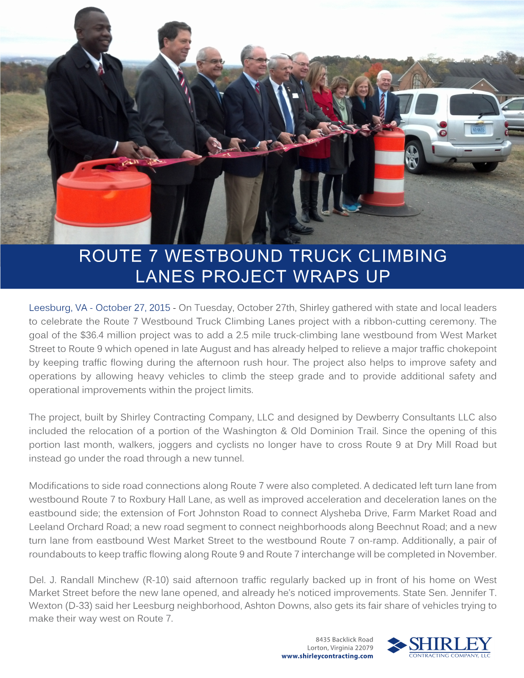 Route 7 Truck Climbing Lanes Project Wraps Up