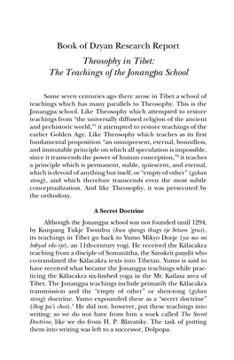 Theosophy in Tibet: the Teachings of the Jonangpa School
