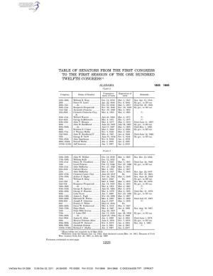 1223 Table of Senators from the First Congress to the First Session of the One Hundred Twelfth Congress