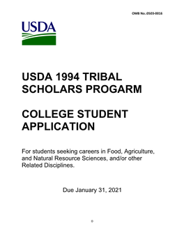 2021 USDA 1994 Tribal Scholars Program College Application