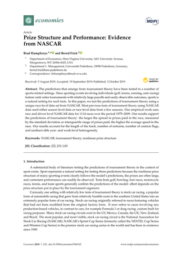 Prize Structure and Performance: Evidence from NASCAR