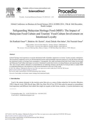 Safeguarding Malaysian Heritage Food (MHF): the Impact of Malaysian Food Culture and Tourists’ Food Culture Involvement on Intentional Loyalty