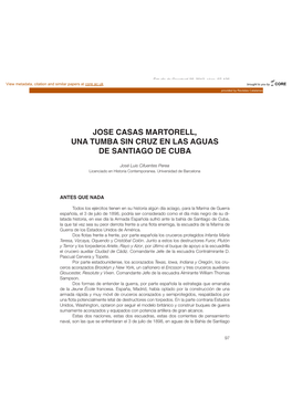 Jose Casas Martorell, Una Tumba Sin Cruz En Las Aguas De Santiago De Cuba