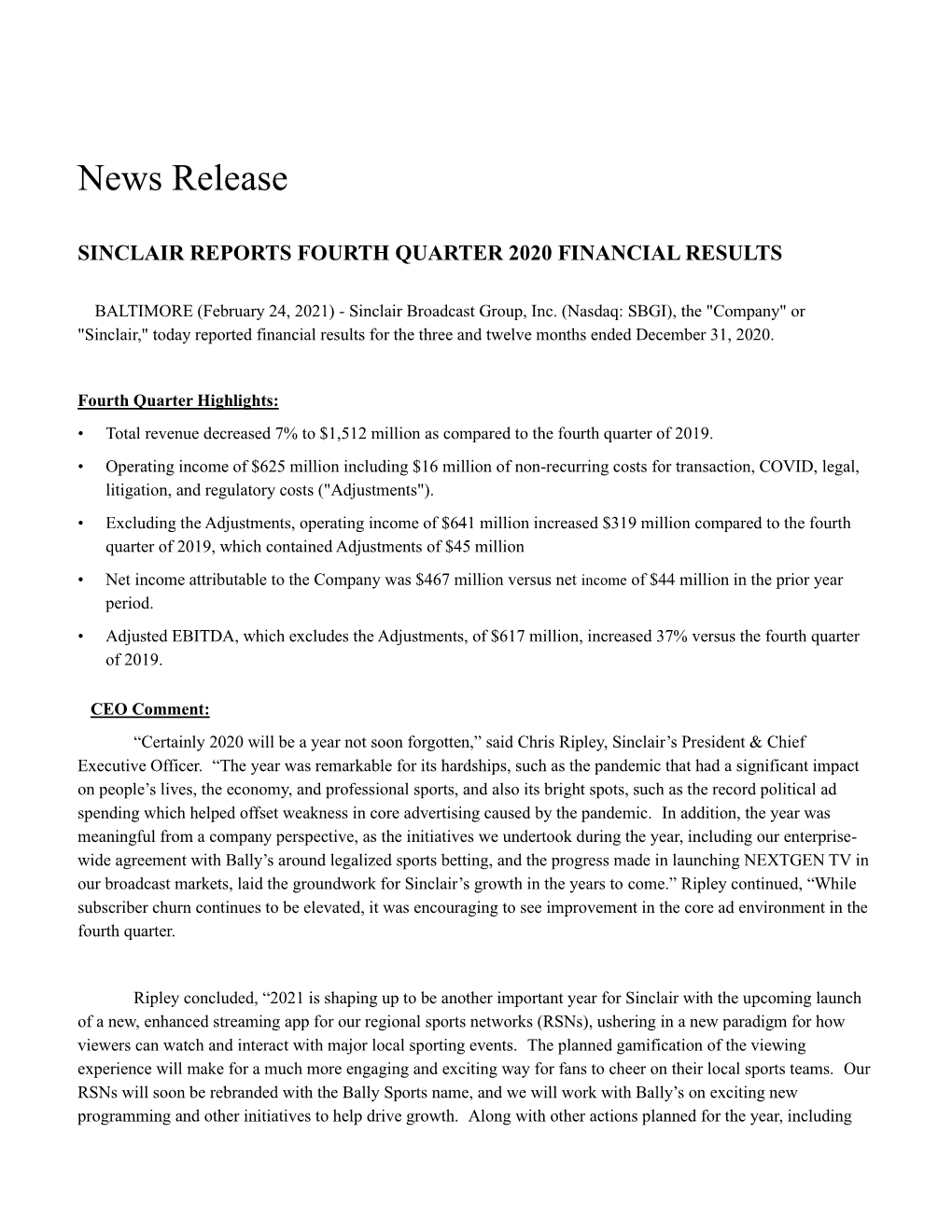 4Q20 Earnings PR FINAL