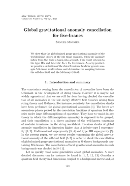 Global Gravitational Anomaly Cancellation for Five-Branes