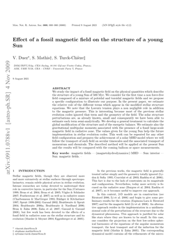 Effect of a Fossil Magnetic Field on the Structure of a Young