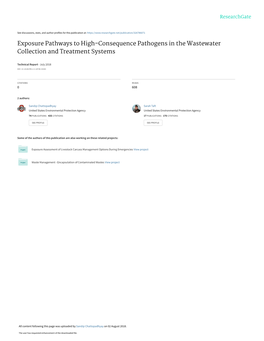 Exposure Pathways to High-Consequence Pathogens in the Wastewater Collection and Treatment Systems