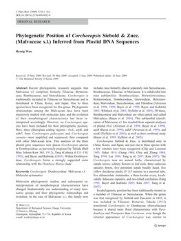 Phylogenetic Position of Corchoropsis Siebold & Zucc