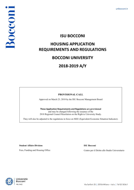 Isu Bocconi Housing Application Requirements