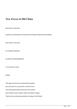 New Forces in Old China&lt;/H1&gt;