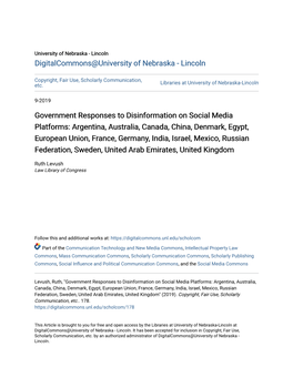 Government Responses to Disinformation on Social Media