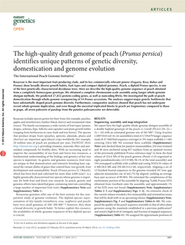 The High-Quality Draft Genome of Peach (Prunus Persica)