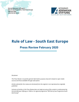Rule of Law Programme South East Europe February 2020