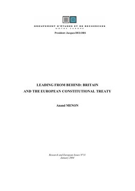 Britain and the European Constitutional Treaty