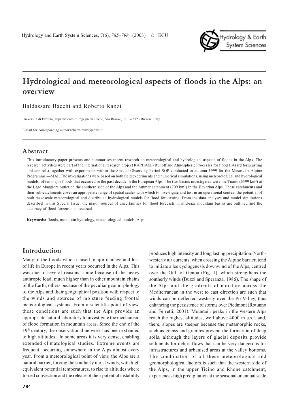 Hydrological and Meteorological Aspects of Floods in the Alps: an Overview