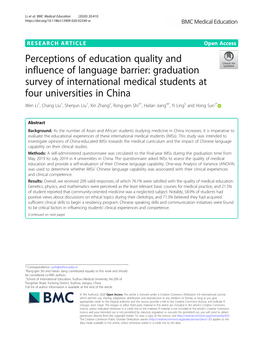 Graduation Survey of International Medical Students at Four
