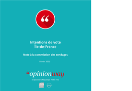 Intentions De Vote Île-De-France