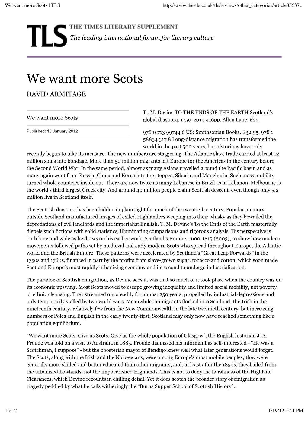 We Want More Scots | TLS