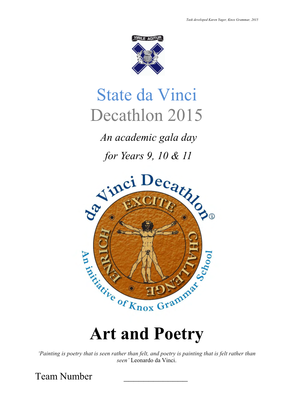 State Da Vinci Decathlon 2015 Art and Poetry