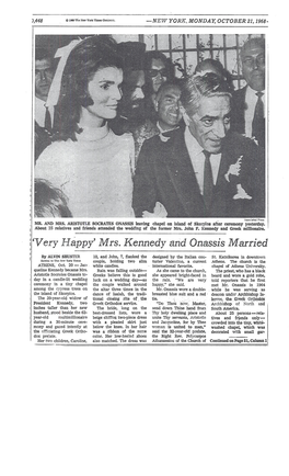 `Very Happy' Mrs. Kennedy and Onassis Married