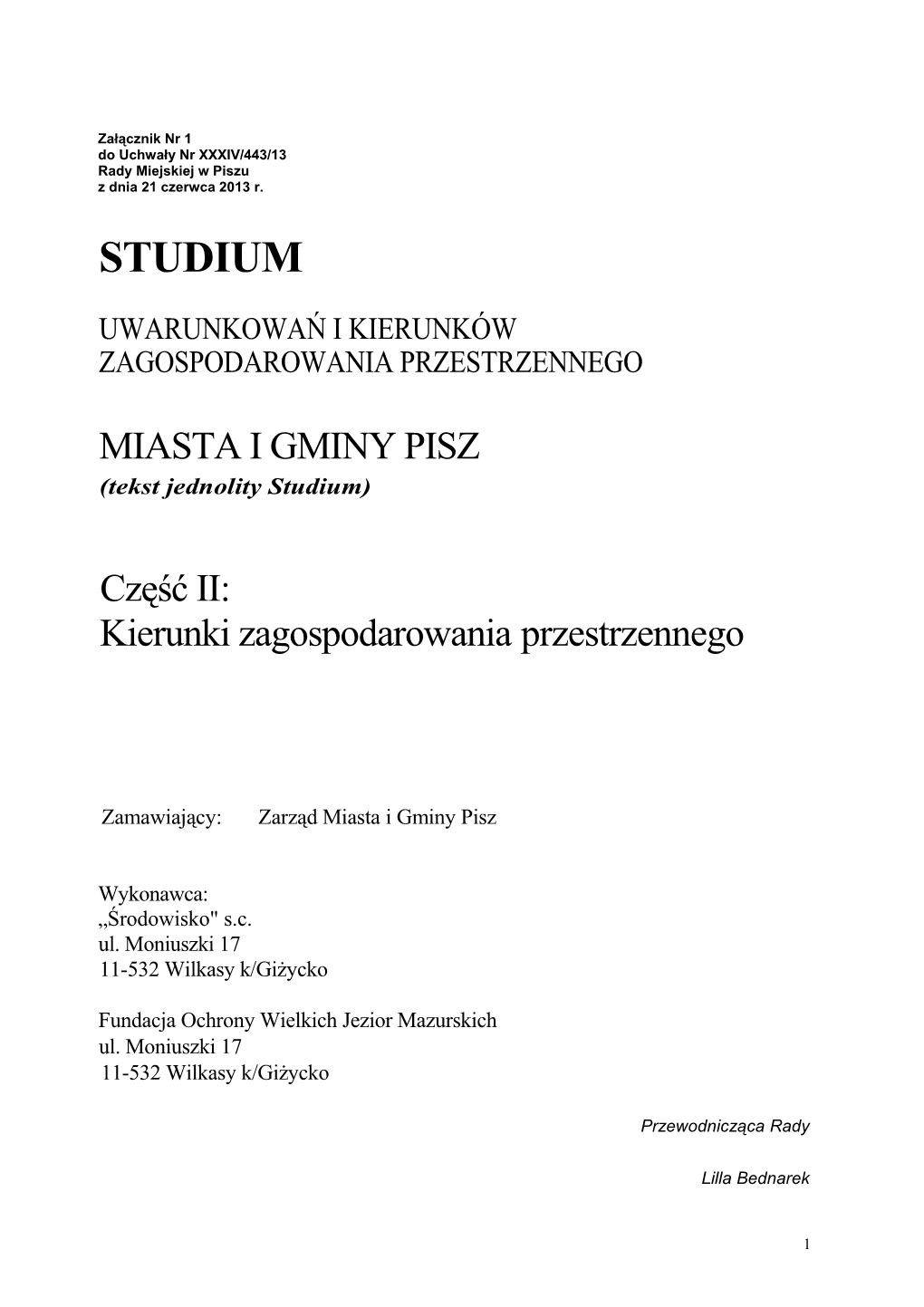 Studium Miasta I Gminy Pisz