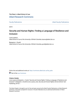 Security and Human Rights: Finding a Language of Resilience and Inclusion