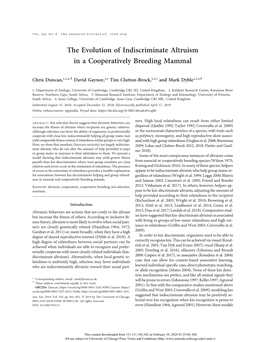 The Evolution of Indiscriminate Altruism in a Cooperatively Breeding Mammal