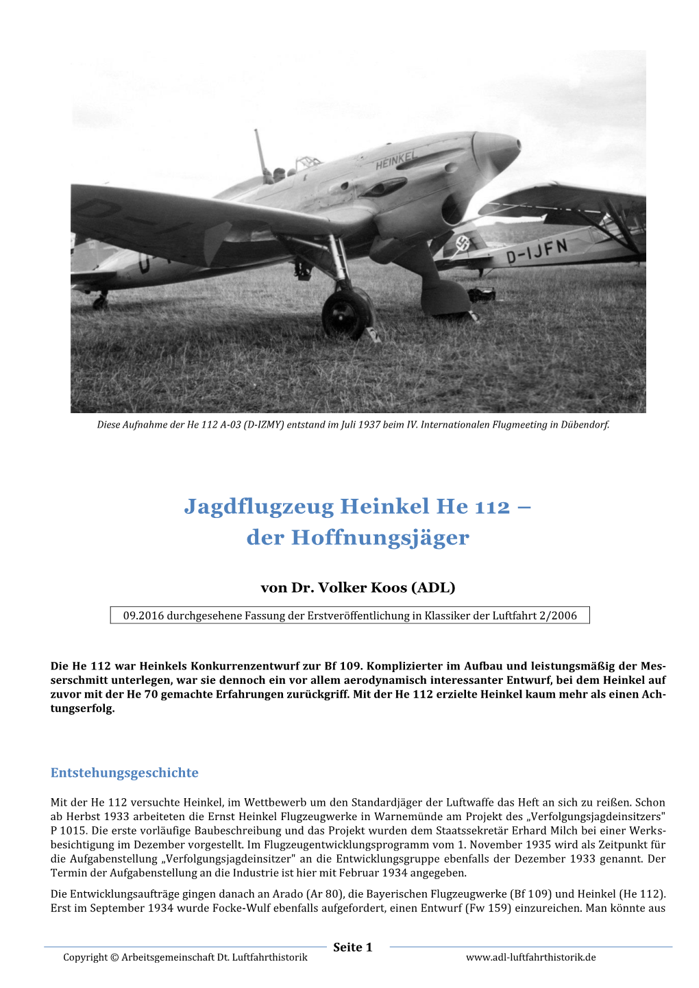 Heinkel He 112 – Der Hoffnungsjäger