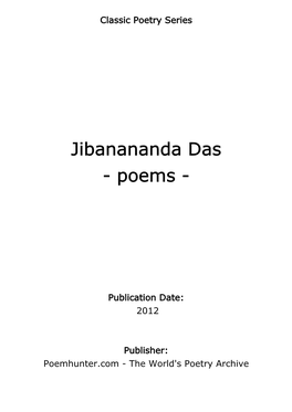 Jibanananda Das - Poems