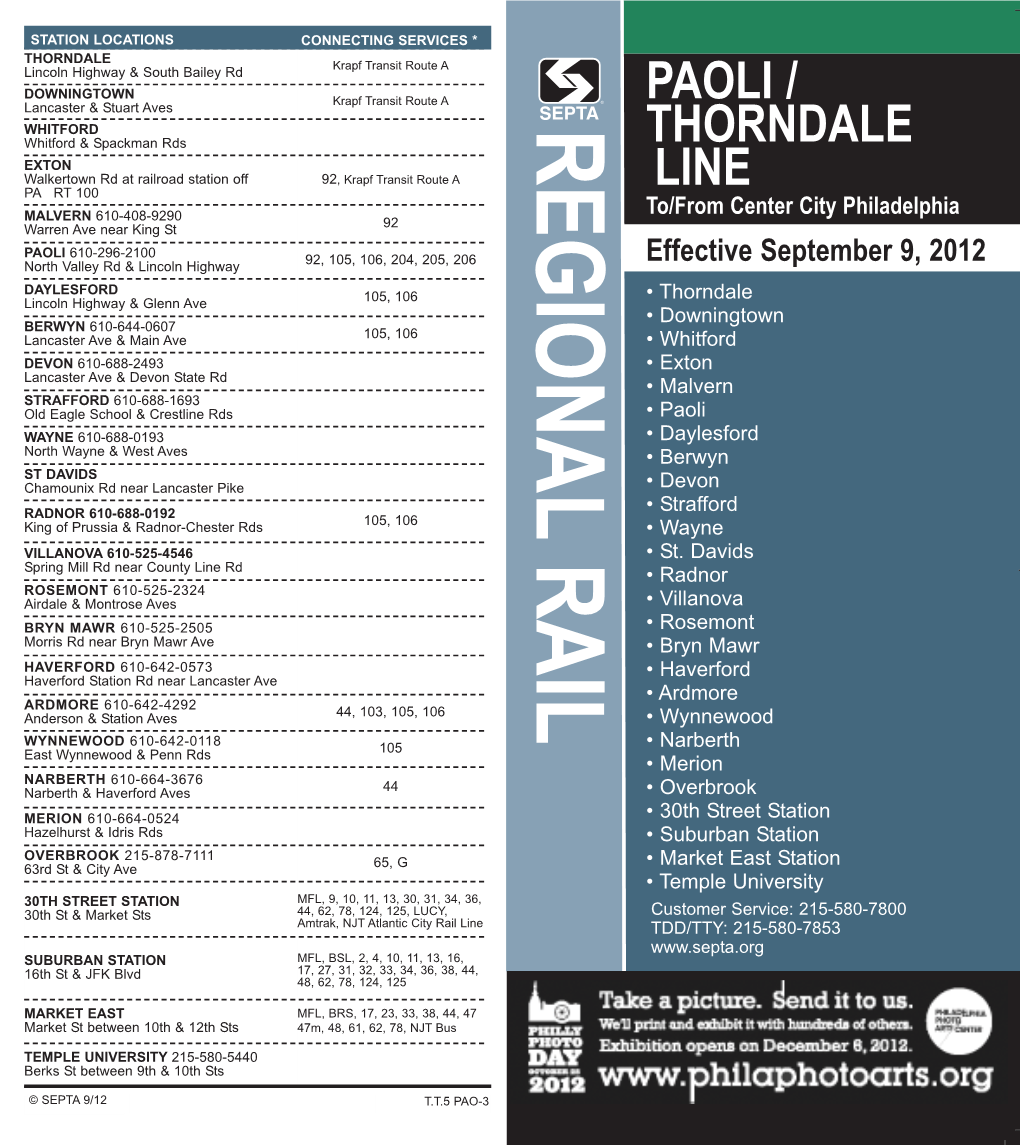 Paoli Thorndale Line Public Timetable Layout 1