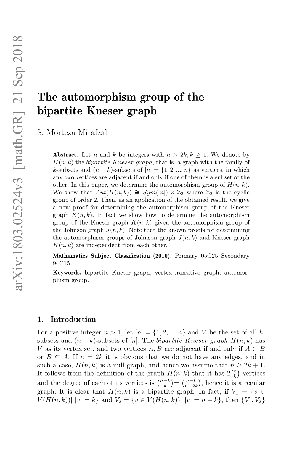 The Automorphism Group of the Bipartite Kneser Graph 3