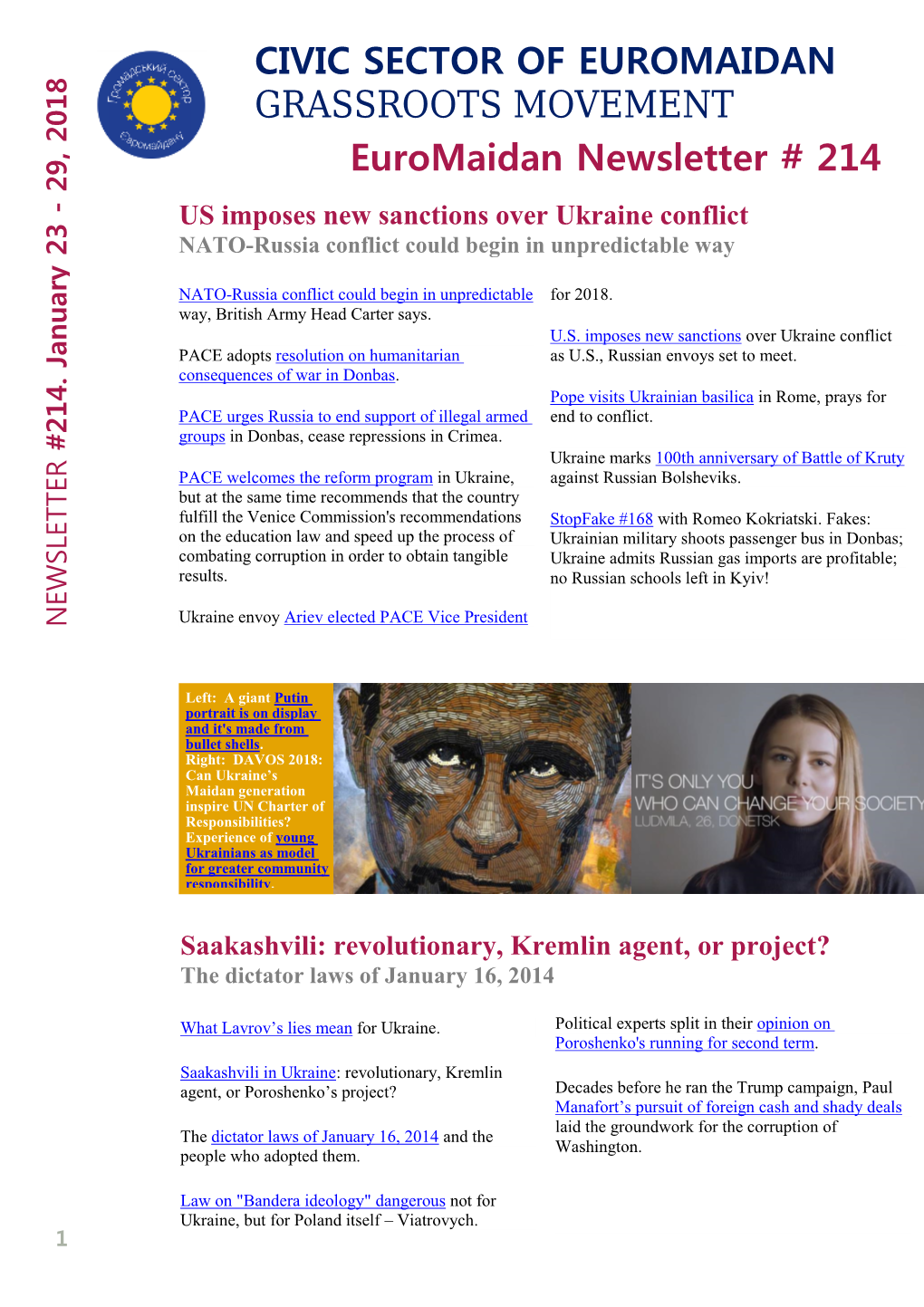 Euromaidan Newsletter # 214 CIVIC SECTOR OF