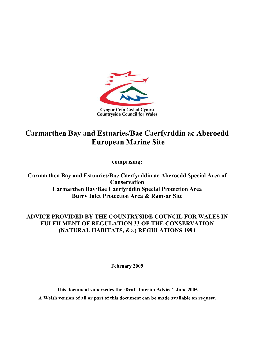 Carmarthen Bay and Estuaries/Bae Caerfyrddin Ac Aberoedd European Marine Site