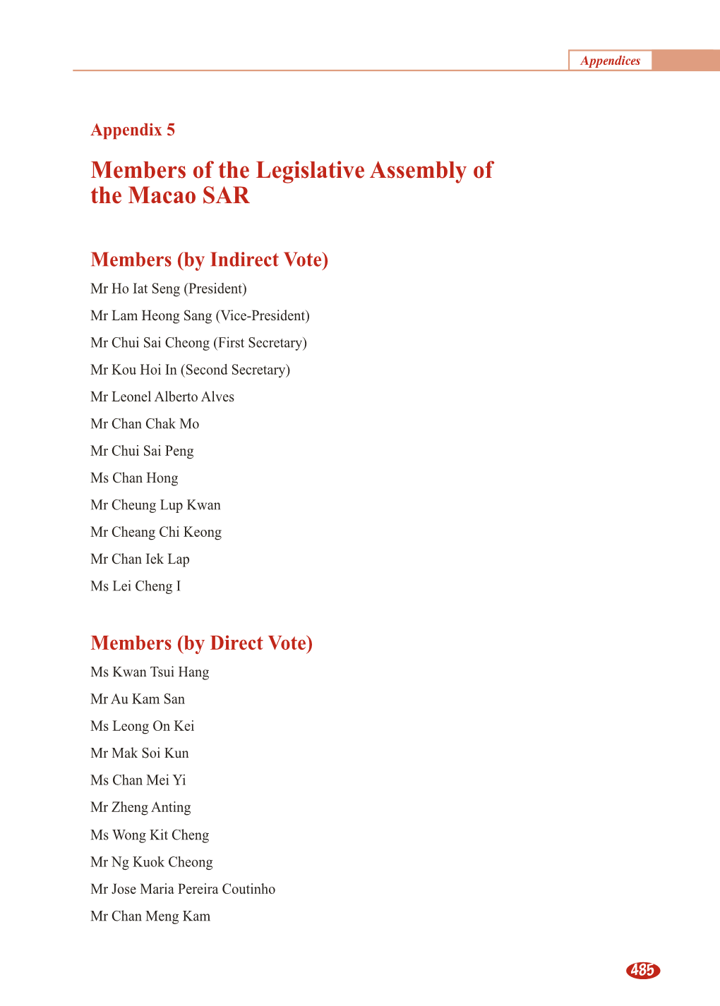 Members of the Legislative Assembly of the Macao SAR