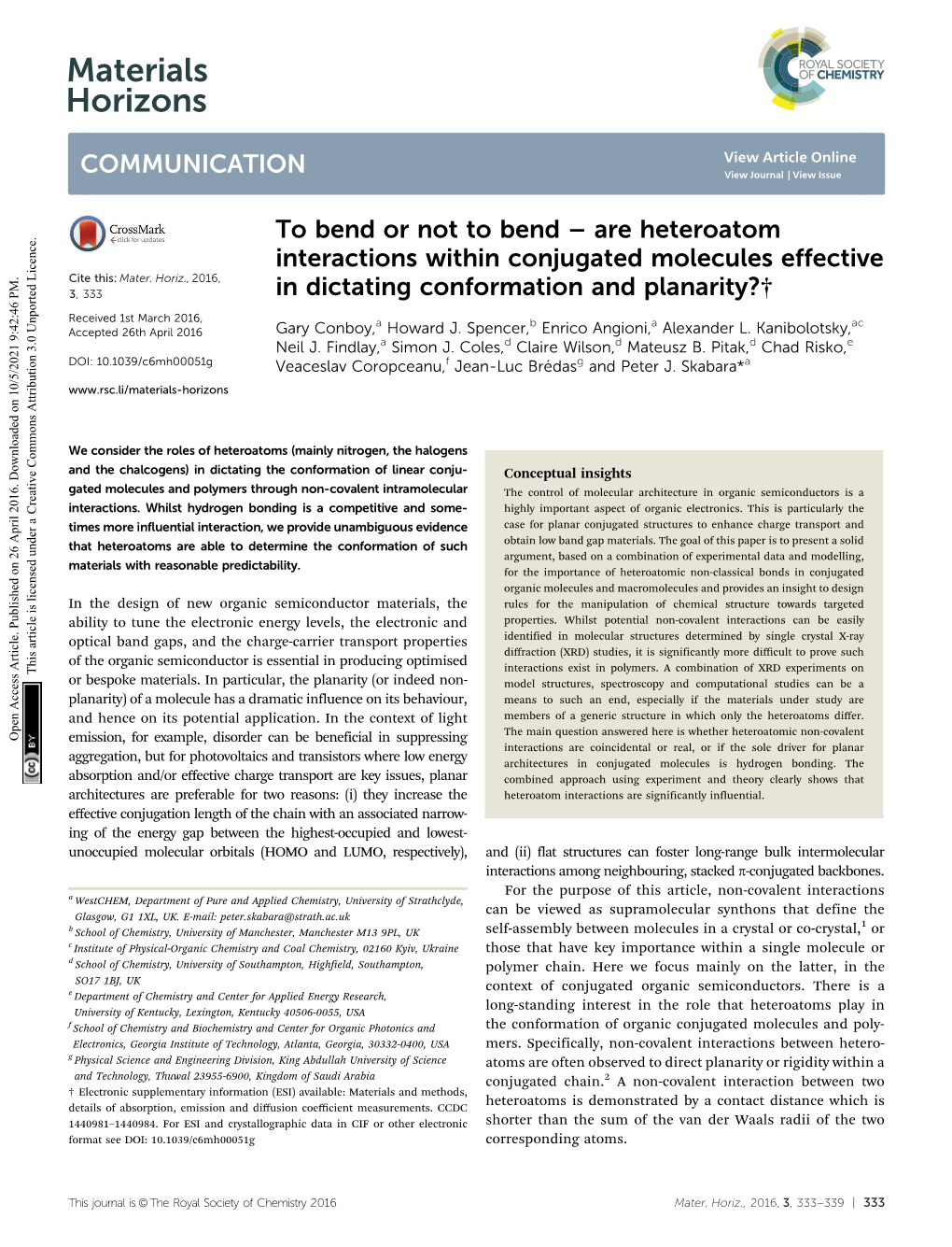 Are Heteroatom Interactions Within Conjugated Molecules Effective Cite This: Mater