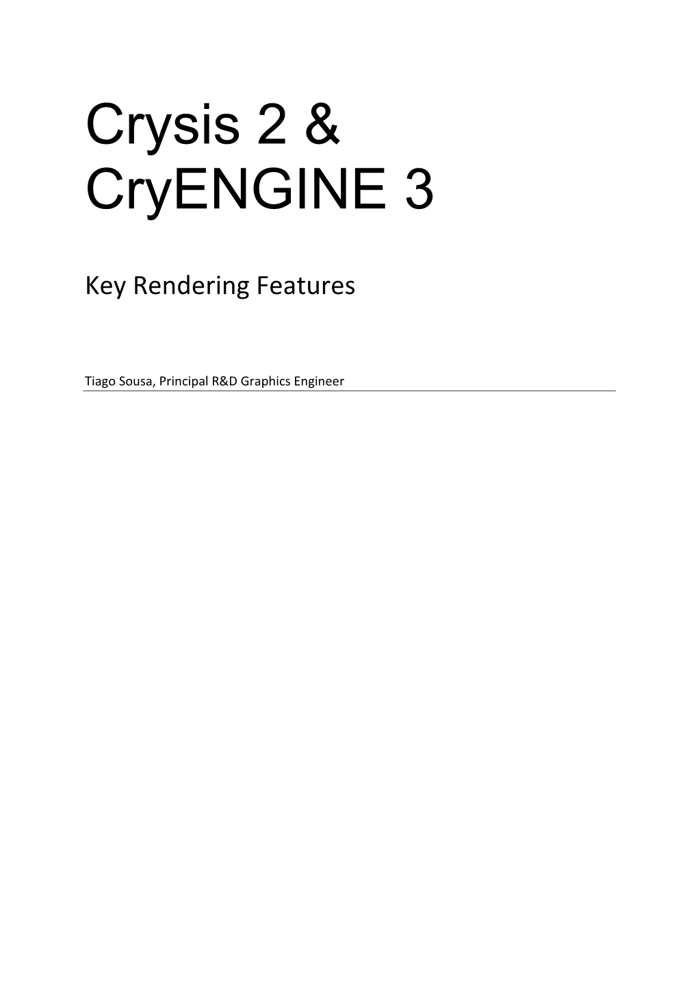 Crysis 2 & Cryengine 3