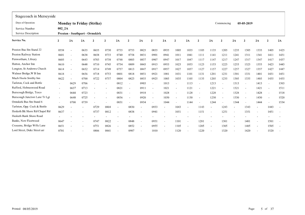 Monday to Friday (Strike) Stagecoach in Merseyside