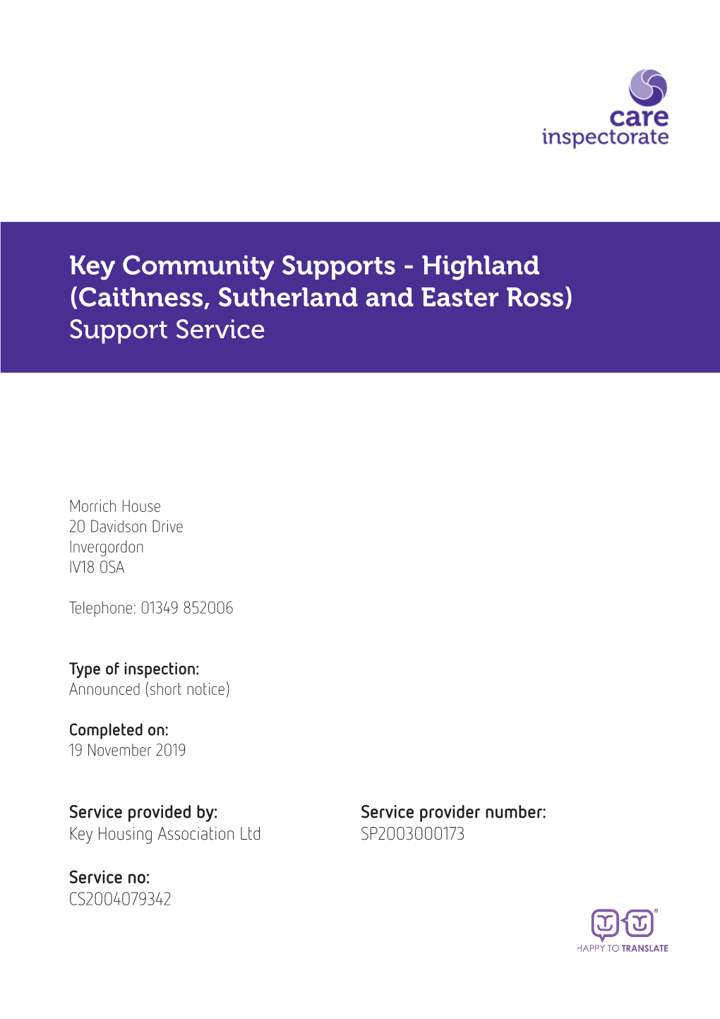 Highland (Caithness, Sutherland and Easter Ross) Support Service