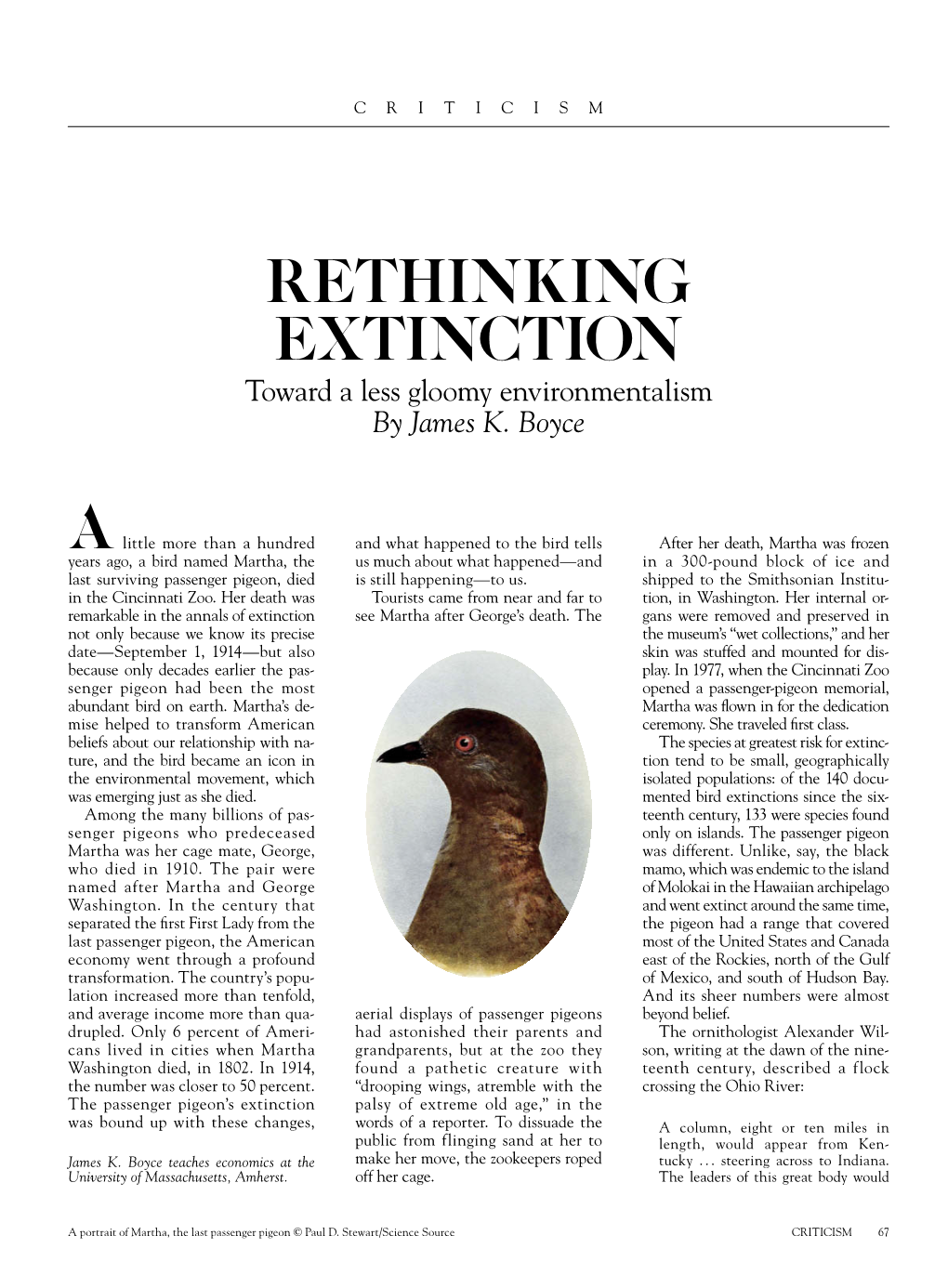 RETHINKING EXTINCTION Toward a Less Gloomy Environmentalism by James K