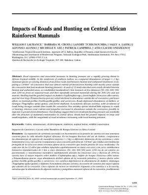 Impacts of Roads and Hunting on Central African Rainforest Mammals