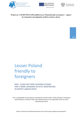 Lesser Poland Friendly to Foreigners – Support for Integration and Adaptation of Third Countries Citizens