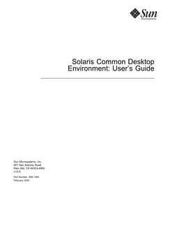 Solaris Common Desktop Environment: User’S Guide