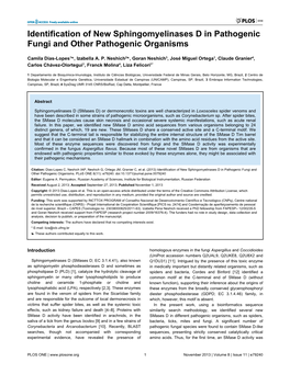 Identification of New Sphingomyelinases D in Pathogenic Fungi and Other Pathogenic Organisms