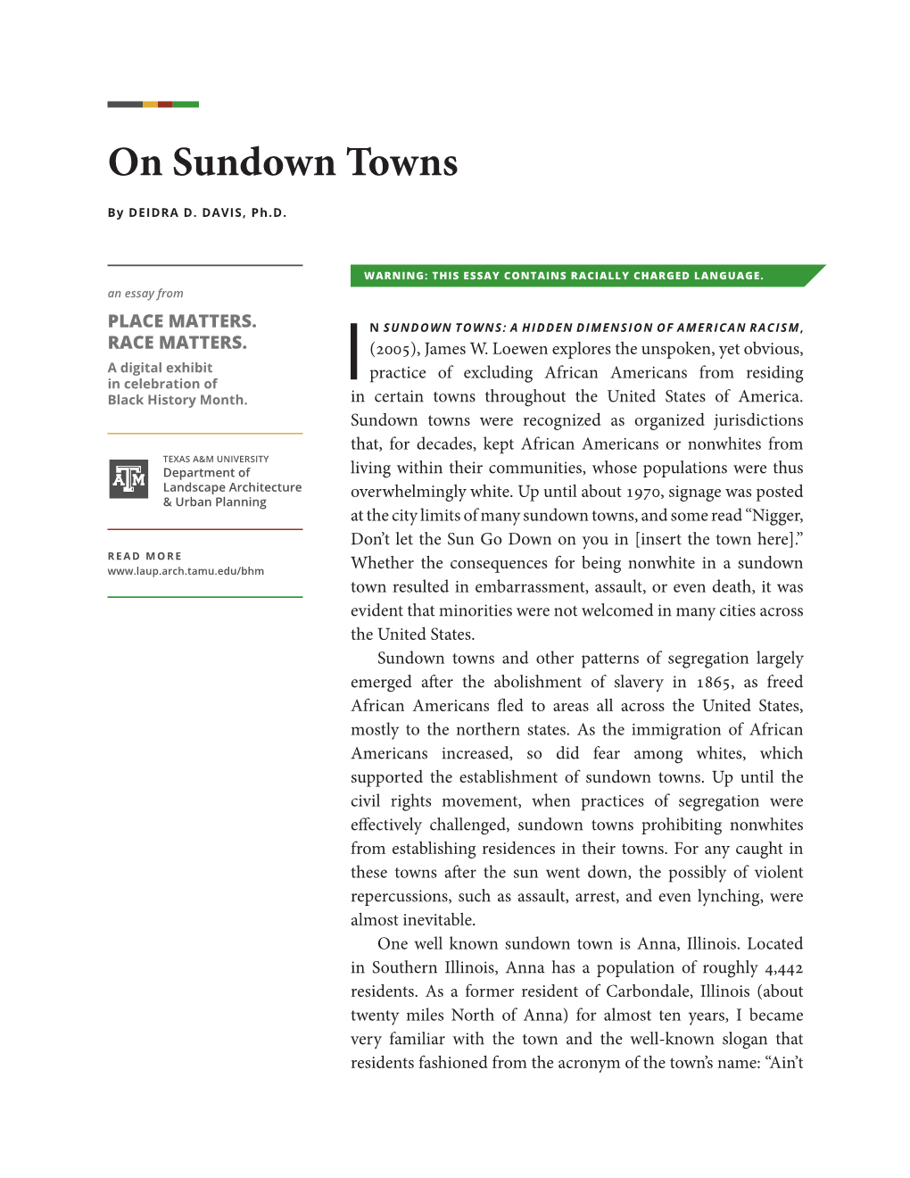 On Sundown Towns