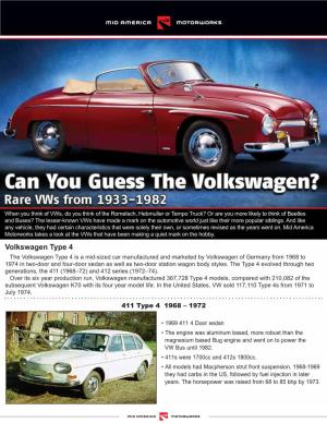 Can You Guess the Volkswagen?