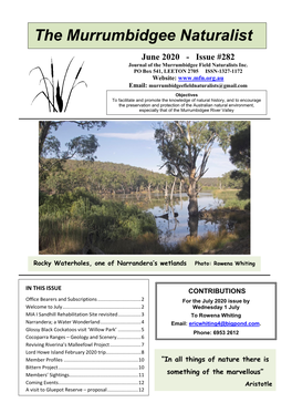 June 2020 - Issue #282 Journal of the Murrumbidgee Field Naturalists Inc